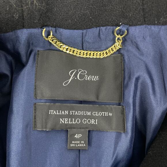 J. Crew Italian Stadium Cloth Wool Chateau Parka Coat Black Size 4P - Picture 11 of 12